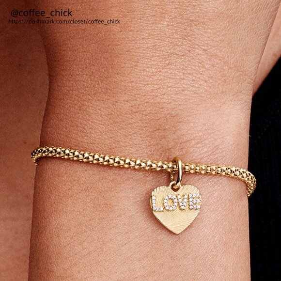 Pandora Engravable Love Heart Dangle Charm - Picture 2 of 2